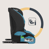 Scaun auto i-Size, Lionelo, Levi Fix, 76 - 150 cm, 1/2/3, ISOFIX + Top Tether, Tetiera reglabila in 10 pozitii, Insertie ergonomica Dri-Seat, Tapiterie lavabila, Testat la impact, Baza lata, Cotiere practice, Conform cu R129, Albastru