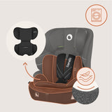Scaun auto i-Size, Lionelo, Levi Fix, 76 - 150 cm, 1/2/3, ISOFIX + Top Tether, Tetiera reglabila in 10 pozitii, Insertie ergonomica Dri-Seat, Tapiterie lavabila, Testat la impact, Baza lata, Cotiere practice, Conform cu R129, Negru