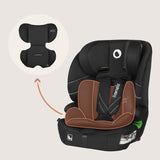 Scaun auto i-Size, Lionelo, Levi Fix, 76 - 150 cm, 1/2/3, ISOFIX + Top Tether, Tetiera reglabila in 10 pozitii, Insertie ergonomica Dri-Seat, Tapiterie lavabila, Testat la impact, Baza lata, Cotiere practice, Conform cu R129, Negru