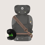 Scaun auto i-Size, Lionelo, Levi Fix, 76 - 150 cm, 1/2/3, ISOFIX + Top Tether, Tetiera reglabila in 10 pozitii, Insertie ergonomica Dri-Seat, Tapiterie lavabila, Testat la impact, Baza lata, Cotiere practice, Conform cu R129, Negru/Gri