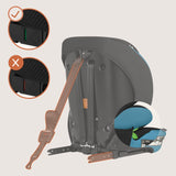 Scaun auto i-Size, Lionelo, Levi Fix, 76 - 150 cm, 1/2/3, ISOFIX + Top Tether, Tetiera reglabila in 10 pozitii, Insertie ergonomica Dri-Seat, Tapiterie lavabila, Testat la impact, Baza lata, Cotiere practice, Conform cu R129, Albastru