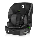 Scaun auto i-Size, Lionelo, Levi Fix, 76 - 150 cm, 1/2/3, ISOFIX + Top Tether, Tetiera reglabila in 10 pozitii, Insertie ergonomica Dri-Seat, Tapiterie lavabila, Testat la impact, Baza lata, Cotiere practice, Conform cu R129, Negru/Gri