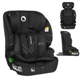 Scaun auto i-Size, Lionelo, Levi Fix, 76 - 150 cm, 1/2/3, ISOFIX + Top Tether, Tetiera reglabila in 10 pozitii, Insertie ergonomica Dri-Seat, Tapiterie lavabila, Testat la impact, Baza lata, Cotiere practice, Conform cu R129, Negru
