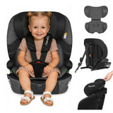 Scaun auto i-Size, Lionelo, Levi Fix, 76 - 150 cm, 1/2/3, ISOFIX + Top Tether, Tetiera reglabila in 10 pozitii, Insertie ergonomica Dri-Seat, Tapiterie lavabila, Testat la impact, Baza lata, Cotiere practice, Conform cu R129, Negru/Gri