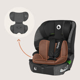Scaun auto i-Size, Lionelo, Levi Fix, 76 - 150 cm, 1/2/3, ISOFIX + Top Tether, Tetiera reglabila in 10 pozitii, Insertie ergonomica Dri-Seat, Tapiterie lavabila, Testat la impact, Baza lata, Cotiere practice, Conform cu R129, Negru/Gri