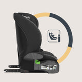 Scaun auto i-Size, Lionelo, Levi Fix, 76 - 150 cm, 1/2/3, ISOFIX + Top Tether, Tetiera reglabila in 10 pozitii, Insertie ergonomica Dri-Seat, Tapiterie lavabila, Testat la impact, Baza lata, Cotiere practice, Conform cu R129, Negru/Gri