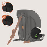 Scaun auto i-Size, Lionelo, Levi Fix, 76 - 150 cm, 1/2/3, ISOFIX + Top Tether, Tetiera reglabila in 10 pozitii, Insertie ergonomica Dri-Seat, Tapiterie lavabila, Testat la impact, Baza lata, Cotiere practice, Conform cu R129, Negru