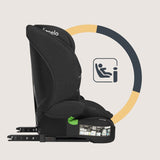 Scaun auto i-Size, Lionelo, Levi Fix, 76 - 150 cm, 1/2/3, ISOFIX + Top Tether, Tetiera reglabila in 10 pozitii, Insertie ergonomica Dri-Seat, Tapiterie lavabila, Testat la impact, Baza lata, Cotiere practice, Conform cu R129, Negru