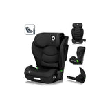 Scaun auto i-Size, Lionelo, Neal, Spatar reglabil in 4 pozitii, Tetiera in 10 pozitii, Suport sticla inclus, 15-36 Kg, 100-150 cm, Cu Isofix, Conform ECE R129, Negru