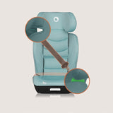 Scaun auto i-Size, Lionelo, Neal, Spatar reglabil in 4 pozitii, Tetiera in 10 pozitii, Suport sticla inclus, 15-36 Kg, 100-150 cm, Cu Isofix, Conform ECE R129, Verde Turquoise