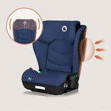 Scaun auto i-Size, Lionelo, Neal, Spatar reglabil in 4 pozitii, Tetiera in 10 pozitii, Suport sticla inclus, 15-36 Kg, 100-150 cm, Cu Isofix, Conform ECE R129, Albastru