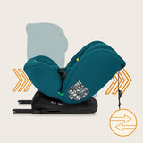 Scaun auto, Lionelo, Bastiaan i-Size, 4 in 1, Protectie laterala, Cu spatar inclinabil in 4 pozitii, Cu tetiera reglabila in 7 pozitii, Rotire 360 grade, Top Tether, 0-36 Kg, 40-150 cm, Cu Isofix, Conform cu ECE R129/03, Albastru Indigo