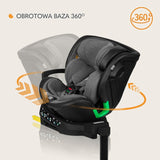 Scaun auto, Lionelo, Harmony i-Size, Rotire 360 grade, Protectie laterala, Cu spatar reglabil in 5 pozitii, Cu tetiera reglabila in 12 pozitii, 0-36 Kg, 40-150 cm, Cu Isofix, Husa din bambus, Conform cu ECE R129, Gri inchis