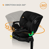 Scaun auto, Lionelo, Harmony i-Size, Rotire 360 grade, Protectie laterala, Cu spatar reglabil in 5 pozitii, Cu tetiera reglabila in 12 pozitii, 0-36 Kg, 40-150 cm, Cu Isofix, Husa din bambus, Conform cu ECE R129, Negru