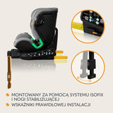Scaun auto, Lionelo, Harmony i-Size, Rotire 360 grade, Protectie laterala, Cu spatar reglabil in 5 pozitii, Cu tetiera reglabila in 12 pozitii, 0-36 Kg, 40-150 cm, Cu Isofix, Husa din bambus, Conform cu ECE R129, Gri deschis