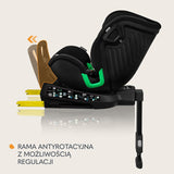 Scaun auto, Lionelo, Harmony i-Size, Rotire 360 grade, Protectie laterala, Cu spatar reglabil in 5 pozitii, Cu tetiera reglabila in 12 pozitii, 0-36 Kg, 40-150 cm, Cu Isofix, Husa din bambus, Conform cu ECE R129, Negru