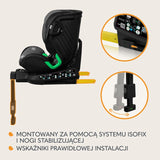Scaun auto, Lionelo, Harmony i-Size, Rotire 360 grade, Protectie laterala, Cu spatar reglabil in 5 pozitii, Cu tetiera reglabila in 12 pozitii, 0-36 Kg, 40-150 cm, Cu Isofix, Husa din bambus, Conform cu ECE R129, Gri inchis