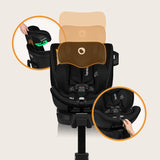 Scaun auto, Lionelo, Harmony i-Size, Rotire 360 grade, Protectie laterala, Cu spatar reglabil in 5 pozitii, Cu tetiera reglabila in 12 pozitii, 0-36 Kg, 40-150 cm, Cu Isofix, Husa din bambus, Conform cu ECE R129, Negru