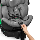 Scaun auto, Lionelo, Harmony i-Size, Rotire 360 grade, Protectie laterala, Cu spatar reglabil in 5 pozitii, Cu tetiera reglabila in 12 pozitii, 0-36 Kg, 40-150 cm, Cu Isofix, Husa din bambus, Conform cu ECE R129, Gri deschis
