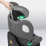 Scaun auto, Lionelo, i-Size Braam, 0-36 Kg, 40-150 cm, Cu isofix si picior de fixare, Protectie laterala, Rotire 360 grade, Ajustare spatar in 5 pozitii, Tetiera reglabila in 14 trepte, Conform cu standardul european de securitate R129, Gri
