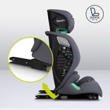 Scaun auto, Lionelo, i-Size Igo, 100- 150 cm, Cu isofix, Protectie laterala, Ajustare spatar in 2 pozitii, Tetiera Tri-Guard reglabila in 11 pozitii, Conform cu standardul european de securitate R129, Gri