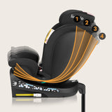 Scaun auto, Lionelo, i-Size Navy, 0-36 Kg, 40-150 cm, Cu isofix si picior de fixare, Protectie laterala, Rotire 360 grade, Ajustare spatar in 4 pozitii, Tetiera reglabila in 11 trepte, Conform cu R129, Negru/Roz