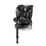 Scaun auto, Lionelo, i-Size Navy, 0-36 Kg, 40-150 cm, Cu isofix si picior de fixare, Protectie laterala, Rotire 360 grade, Ajustare spatar in 4 pozitii, Tetiera reglabila in 11 trepte, Conform cu R129, Negru/Roz