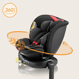 Scaun auto, Lionelo, i-Size Navy, 0-36 Kg, 40-150 cm, Cu isofix si picior de fixare, Protectie laterala, Rotire 360 grade, Ajustare spatar in 4 pozitii, Tetiera reglabila in 11 trepte, Conform cu R129, Negru/Rosu