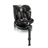 Scaun auto, Lionelo, i-Size Navy, 0-36 Kg, 40-150 cm, Cu isofix si picior de fixare, Protectie laterala, Rotire 360 grade, Ajustare spatar in 4 pozitii, Tetiera reglabila in 11 trepte, Conform cu R129, Negru/Roz