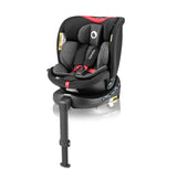 Scaun auto, Lionelo, i-Size Navy, 0-36 Kg, 40-150 cm, Cu isofix si picior de fixare, Protectie laterala, Rotire 360 grade, Ajustare spatar in 4 pozitii, Tetiera reglabila in 11 trepte, Conform cu R129, Negru/Rosu