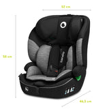 Scaun auto, Lionelo, Levi i-Size, Universal, Instalare FWF, Cu tetiera reglabila in 10 pozitii, Cu spatar detasabil, 76-150 cm, Conform cu R129, Gri