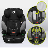 Scaun auto, Lionelo, Levi i-Size, Universal, Instalare FWF, Cu tetiera reglabila in 10 pozitii, Cu spatar detasabil, 76-150 cm, Conform cu R129, Gri