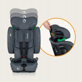 Scaun auto pliabil, Lionelo, Nelly, i-Size, 76- 150 cm, Tetiera reglabila in 15 pozitii, Spatar reglabil in 4 pozitii, Sisteme de fixare Isofix si Top Tether, Sezut lat si confortabil, Conform cu ECE R129, Gri