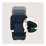 Scaun auto pliabil, Lionelo, Orin, i-Size, 100-150 cm, Tetiera reglabila in 14 pozitii, Spatar in 4 pozitii, Isofix+Top Tether, Sezut ergonomic, Husa transport, Suport sticla, Albastru