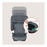 Scaun auto pliabil, Lionelo, Orin, i-Size, 100-150 cm, Tetiera reglabila in 14 pozitii, Spatar in 4 pozitii, Isofix+Top Tether, Sezut ergonomic, Husa transport, Suport sticla, Gri Grafit
