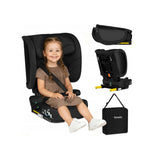 Scaun auto pliabil, Lionelo, Orin, i-Size, 100-150 cm, Tetiera reglabila in 14 pozitii, Spatar in 4 pozitii, Isofix+Top Tether, Sezut ergonomic, Husa transport, Suport sticla, Negru Carbon