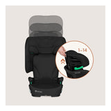 Scaun auto pliabil, Lionelo, Orin, i-Size, 100-150 cm, Tetiera reglabila in 14 pozitii, Spatar in 4 pozitii, Isofix+Top Tether, Sezut ergonomic, Husa transport, Suport sticla, Negru Carbon