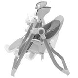 Scaun de masa 2 in 1, New Baby, Smart, Poate fi utilizat si ca leagan pentru copii, Cu telecomanda, Spatar reglabil in 4 pozitii, Cu 5 viteze de leganare, Cu melodii si jucarii, 0-36 luni, Grey