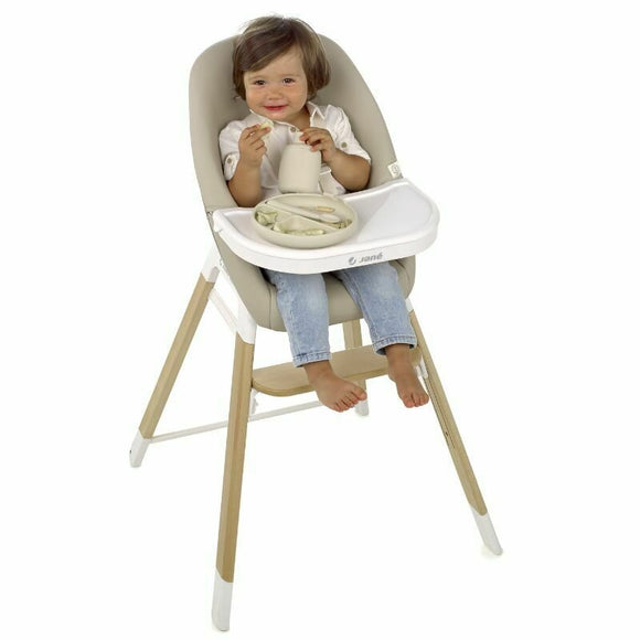 Scaun de masa evolutiv Woody, Jane, De la 6 luni la 8 ani, Din lemn, Husa lavabila, Conform cu EN 14988:2017 + A1:2020 si EN 17191:2021, Botanic