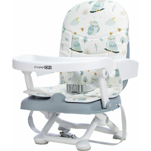 Scaun de masa, FreeON, Levi, Booster, Pliabil, Cu tavita detasabila, Reglabil in 4 pozitii pe inaltime, Cu centuri de siguranta in 3 puncte, 6 luni+, Conform cu standardul european EN16120, Owl