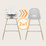 Scaun de masa, Lionelo, Dalia, 2 in 1, Transformabil, Cu 2 suporturi pentru picioare, Cu tavita detasabila, Sustine 60 kg, 6 luni+, Conform cu EN14988, Gri