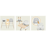 Scaun de masa, Lionelo, Dalia, 2 in 1, Transformabil, Cu 2 suporturi pentru picioare, Cu tavita detasabila, Sustine 60 kg, 6 luni+, Conform cu EN14988, Gri