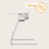 Scaun de masa, Lionelo, Dalia, 2 in 1, Transformabil, Cu 2 suporturi pentru picioare, Cu tavita detasabila, Sustine 60 kg, 6 luni+, Conform cu EN14988, Gri Stone