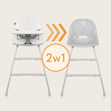 Scaun de masa, Lionelo, Dalia, 2 in 1, Transformabil, Cu 2 suporturi pentru picioare, Cu tavita detasabila, Sustine 60 kg, 6 luni+, Conform cu EN14988, Gri Stone