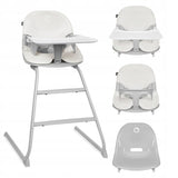 Scaun de masa, Lionelo, Dalia, 2 in 1, Transformabil, Cu 2 suporturi pentru picioare, Cu tavita detasabila, Sustine 60 kg, 6 luni+, Conform cu EN14988, Gri Stone