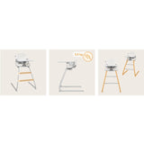 Scaun de masa, Lionelo, Dalia, 2 in 1, Transformabil, Cu 2 suporturi pentru picioare, Cu tavita detasabila, Sustine 60 kg, 6 luni+, Conform cu EN14988, Gri Stone