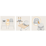 Scaun de masa, Lionelo, Dalia, 2 in 1, Transformabil, Cu 2 suporturi pentru picioare, Cu tavita detasabila, Sustine 60 kg, 6 luni+, Conform cu EN14988, Gri Stone