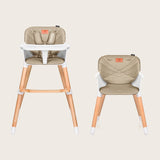 Scaun de masa, Lionelo, Koen, Din fag, 2 in 1, Transformabil, Sustine 30 kg, 6 luni+, Conform cu standardul european de securitate EN14988, Bej