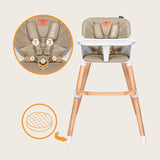 Scaun de masa, Lionelo, Koen, Din fag, 2 in 1, Transformabil, Sustine 30 kg, 6 luni+, Conform cu standardul european de securitate EN14988, Bej