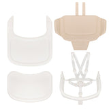 Scaun de masa multifunctional Celia, Lionelo, Din lemn de fag, 6 luni- adult, Reglabil pe inaltime, Spatar lat, Sezut ergonomic, Tavita silicon, Suport de picioare reglabil, Greutate maxima 90 Kg, Alb/Natural